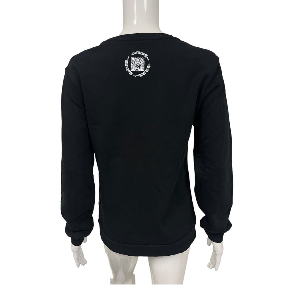 ROBERTO CAVALLI SPORT Black Cotton Logo Accent Long Sleeve Sweatshirt Size S - Picture 2 of 5